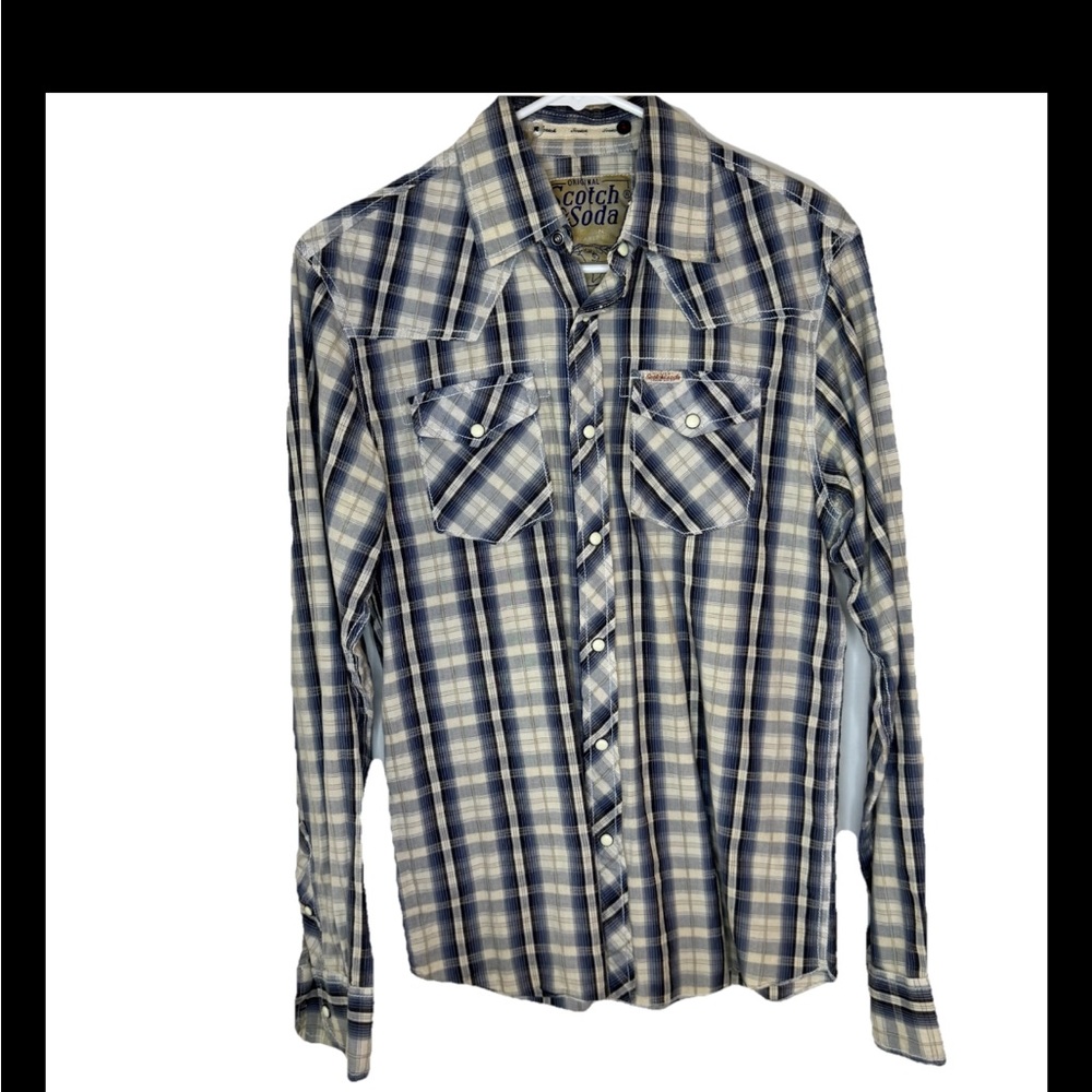 Scotch & Soda Blue Plaid Men's Button Down Shirt
